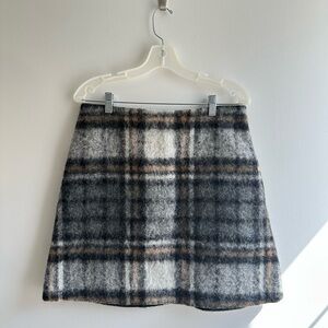 COS Plaid Wool Skirt - Gray and Brown